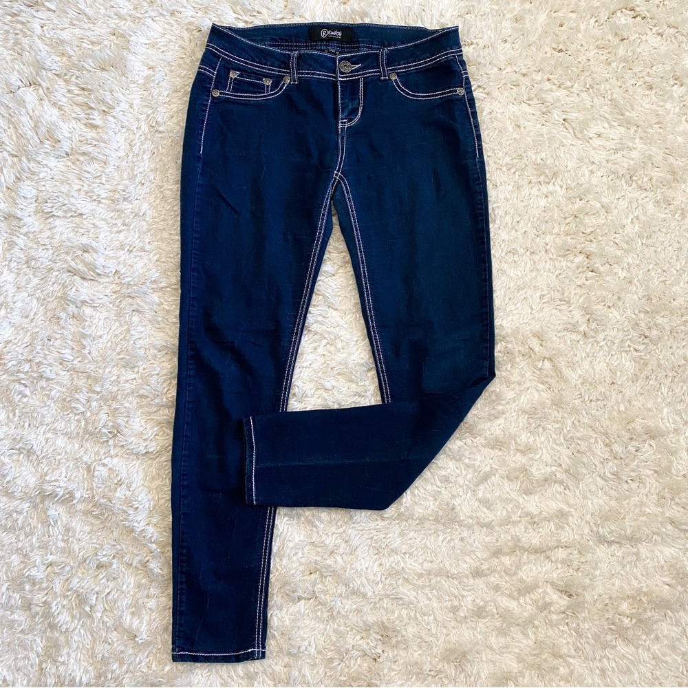 Rewash Dark Denim Contrast Stitch White Detail Skinny Jeans